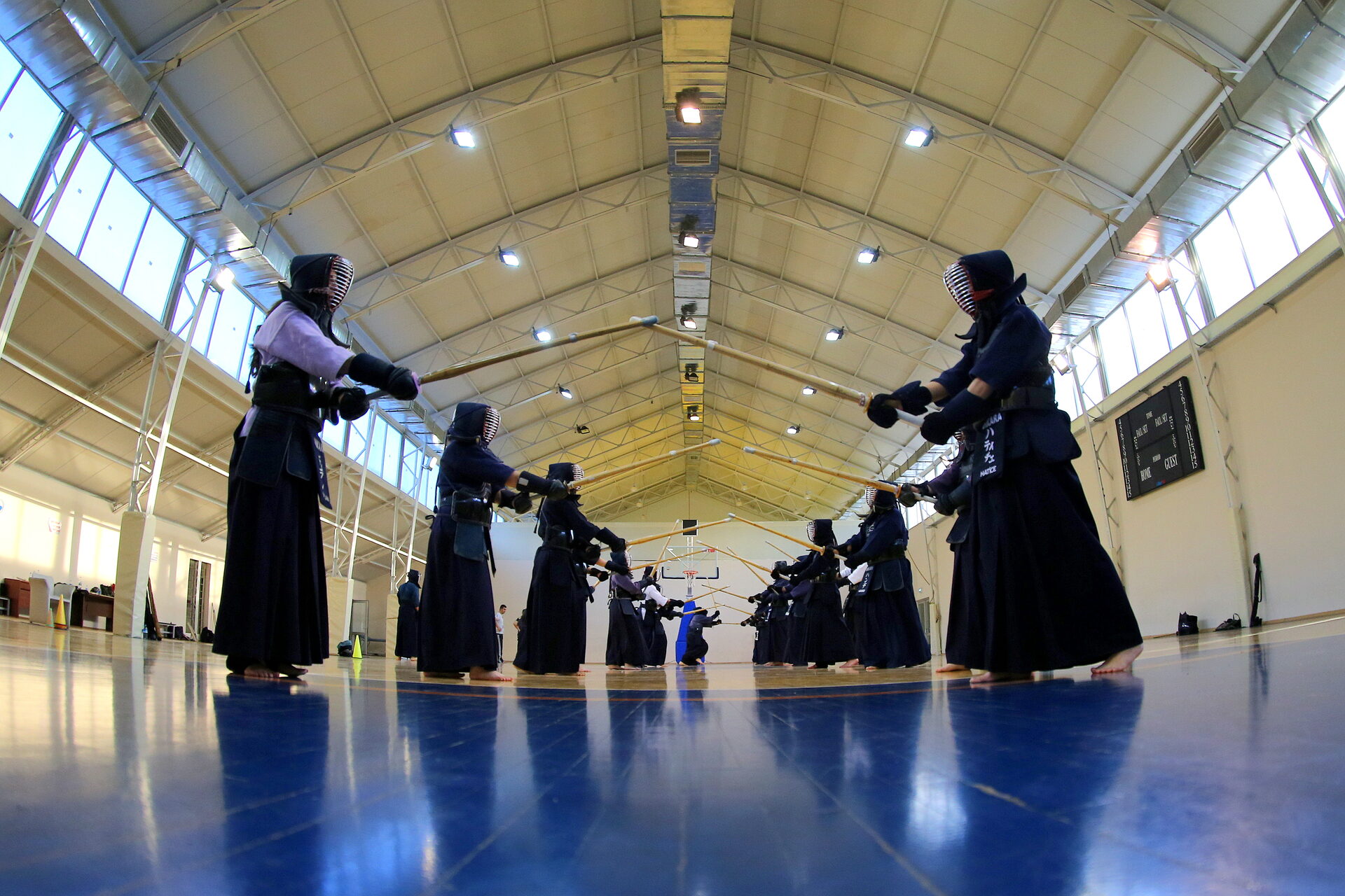 Kendo Hong Kong practice — kendoka bowing in reiho before keiko, showing dojo etiquette and mutual respect